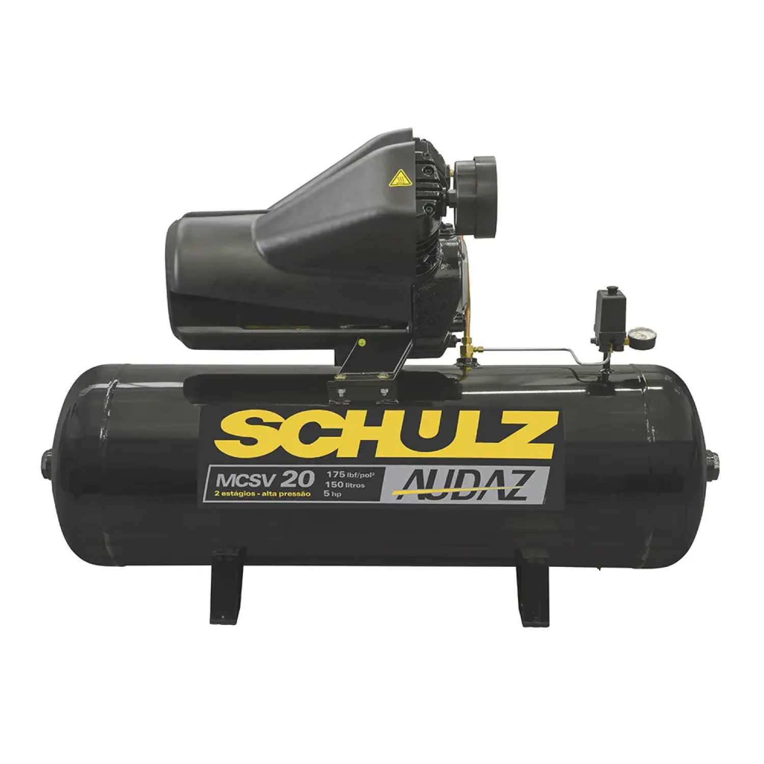 Motocompressor Audaz MCSV 20/150 com pressostato de partida - 20 pcm 150 litros 5 hp